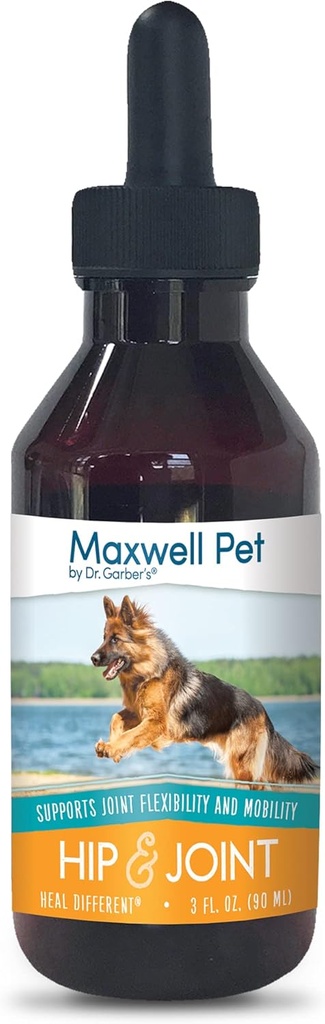 Maxwell Pet av Dr.Garber - Hip & Joint för hundar - Den första naturliga bioterapi kosttillskott droppar för att stödja och återställa Hip & Joint Health, reparation och lätt Hip & Joint Pain, & Improve Mobility - 90ml