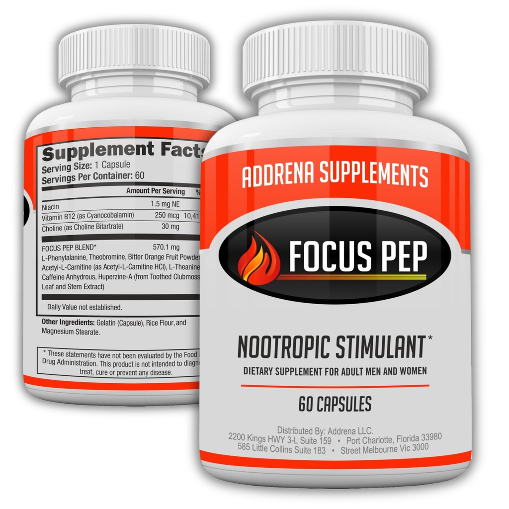 Fokus Pep- Over The Counter Stimulants to Speed Up Naturally | Studera alternativa och bästa energitillskott för Nootropic Brain Boosting, 60 piller