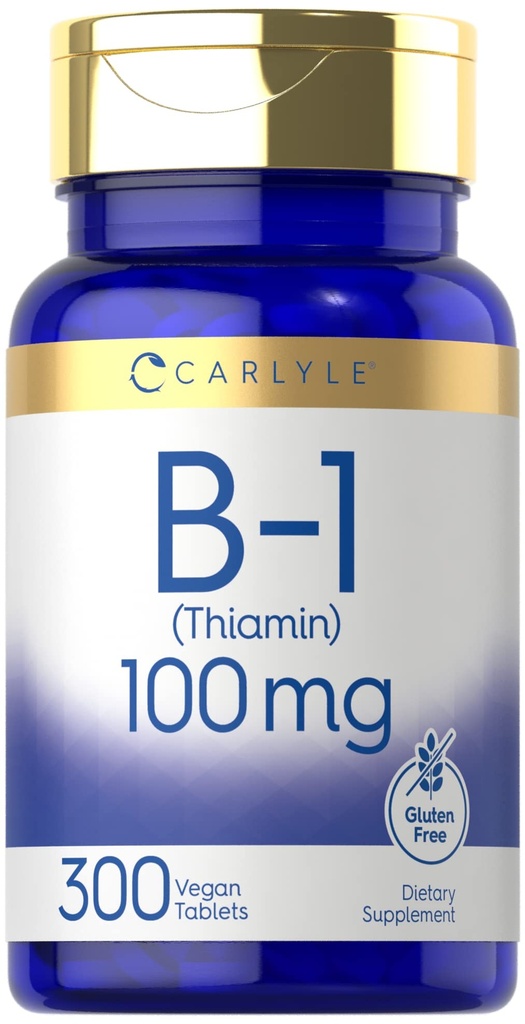 Carlyle B1 Vitamin 100mg | 300 tabletter | Tillskott för kvinnor och män | som Thiamin HCl | Vegan, icke-GMO & Gluten Free