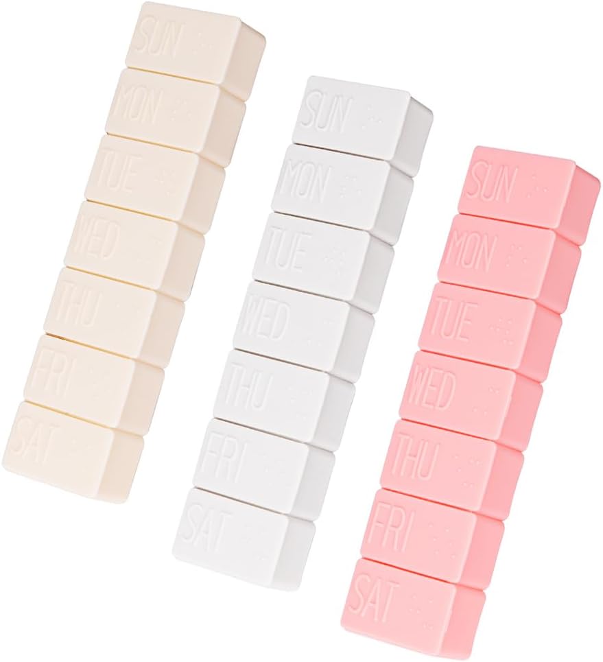 3Pack Weekly Pill Organizer,Extra Large 7 Days Pill Cases Travel Daily Pill Box för fiskolja, Calcium Tablets Supplements och andra vitaminpiller