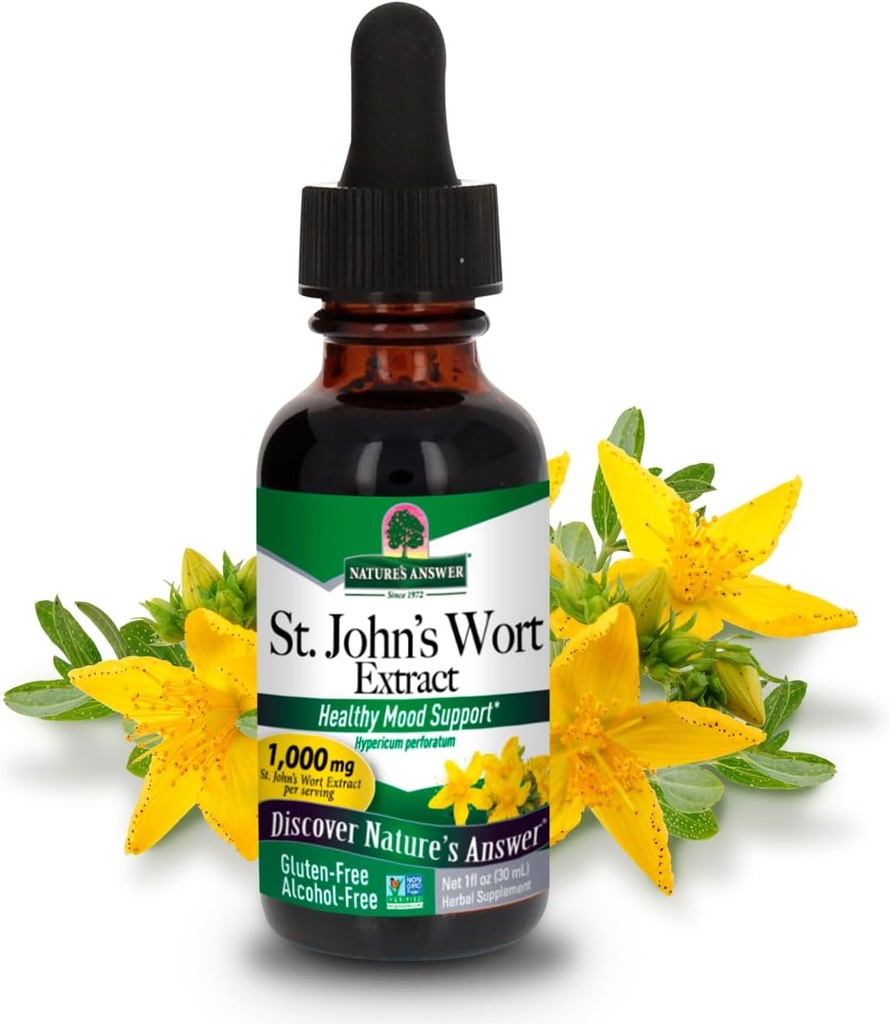Naturens svar St John's Wort Alcohol-Free Liquid Extract (Hypericum Perforatum) | Hälsosamt humörstöd | Non-GMO, Kosher & Gluten-Free 1oz