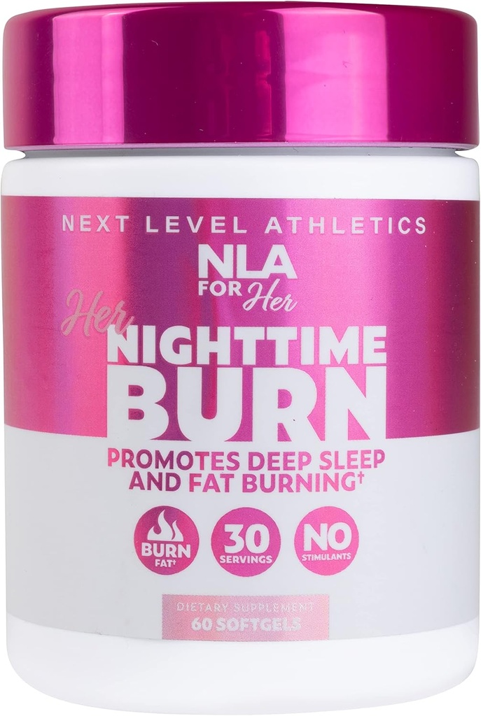 NLA för hennes nattbrännare för kvinnor - Sömnstöd med Melatonin, CLA, Ashwagandha, 5HTP, Chamomile - Relax, Boost Metabolism, Burn Fat - 60 Vegan Capsules