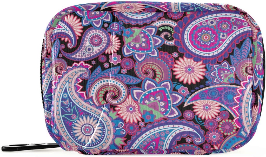 Naanle Traditional Paisley Flowers Pill Box 7 Day Case Travel Organizer Bag med Zipper Floral Portable Weekly Compact Storlek för vitamin Supplement Holder, 4,6 x 3,14 x 1,88 tum, lila