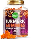 Maju Superfoods Turmeric Curcumin Gummies 60ct, Zingy Ginger Taste, Black Pepper Extract för förbättrad absorption och styrka, gummier för vuxna och barn