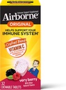 Airborne 1000mg Vitamin C Chewable Tablets Med Zink, Immune Support Supplement Med Kraftfulla Antioxidanter Vitaminer A C & E - 32 Tabletter, Mycket Berry smak