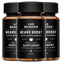 Live Bearded Beard Boost - Beard Growth Vitamins för Män med Biotin, Collagen, Silica, Fo-Ti Root - Facial Hair Growth för Män, Gjord i USA | 90-Day Supply