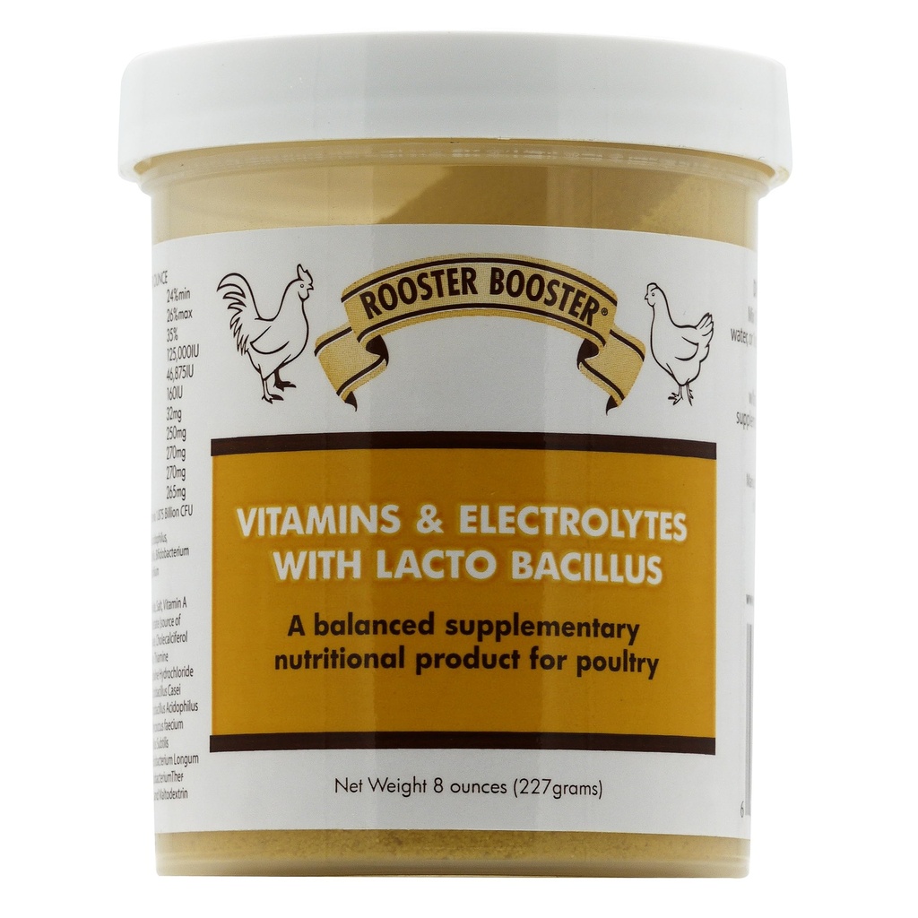 Rooster Booster Vitaminer och elektrolyter med Lactobacillus, Natural, 8 oz.