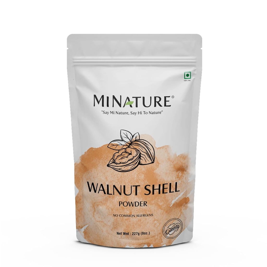 Natural Walnut Shell Powder med Återförsäljbar Zip Lock Pack, No Silica och Artificial Additives for Homemade Natural Scrub 227g, 1/2lbs, 8oz (förpackning kan variera)
