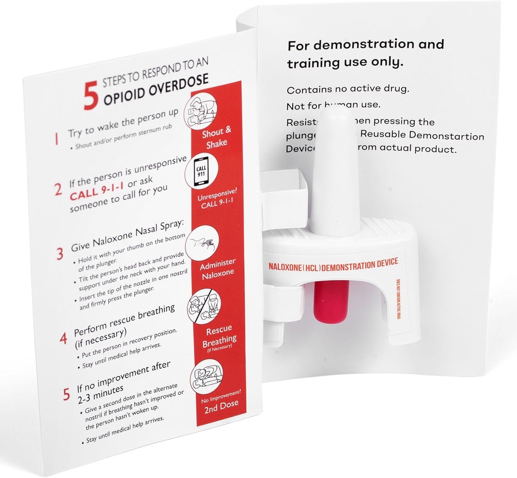 Utbildningsenhet för Naloxone Nasal Spray | för användning i första hjälpen utbildning för optioid överdosering | Återanvändbar | Inkluderar två Nasal Spray Training Devices & Instructions (Pack of 2) | Innehåller INGEN Medicinering