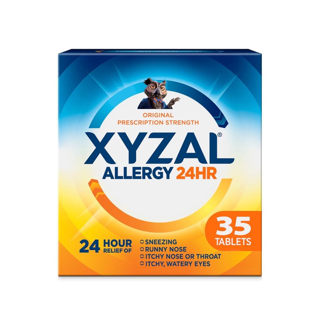 Xyzal 24 Hour Allergy Relief Medicine, Original Prescription Strength Antihistamine, Levocetirizine Dihydrochloride tabletter, 5 mg, 35 greve