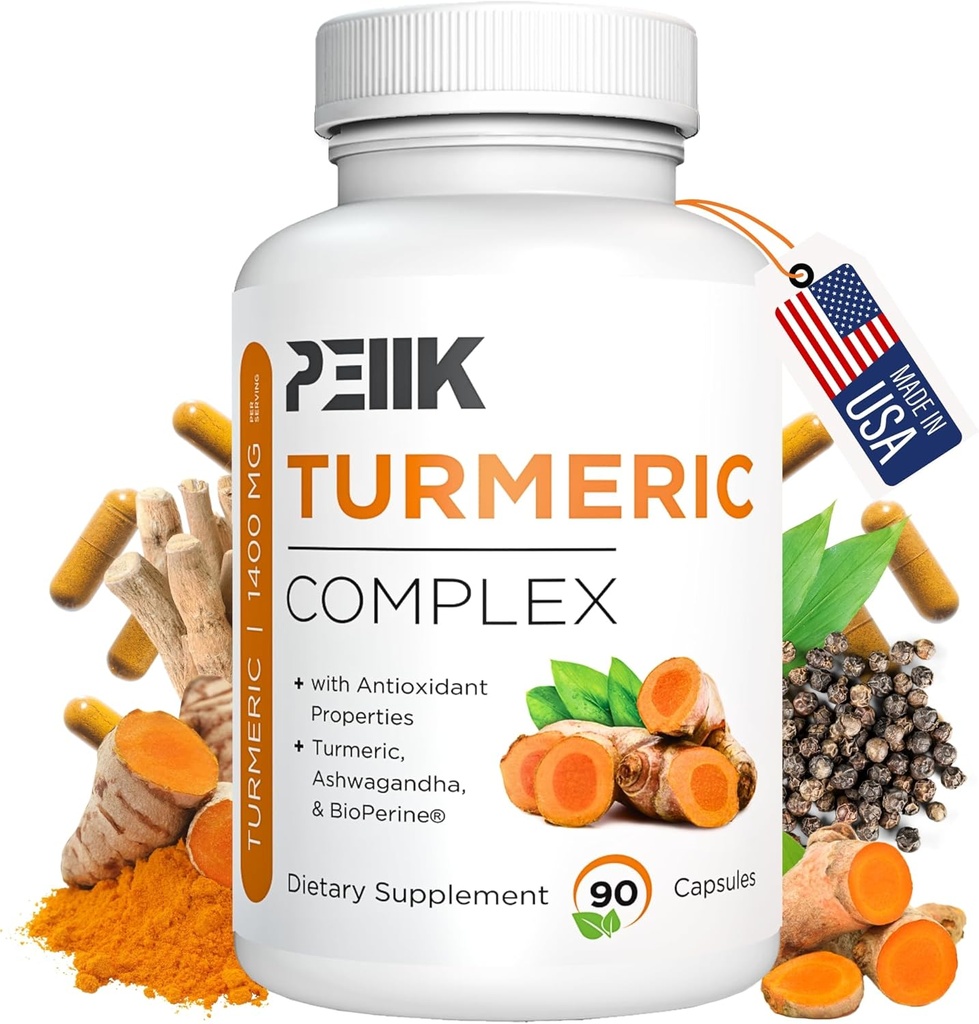 Gurkmeja Curcumin med Black Pepper & Ashwagandha - Hög Absorption Ultra Potent Turmeric Supplement med 95% Curcuminoids, BioPerine & Ashwagandha - Gurkmeja kapslar för gemensamt stöd 90 kapslar