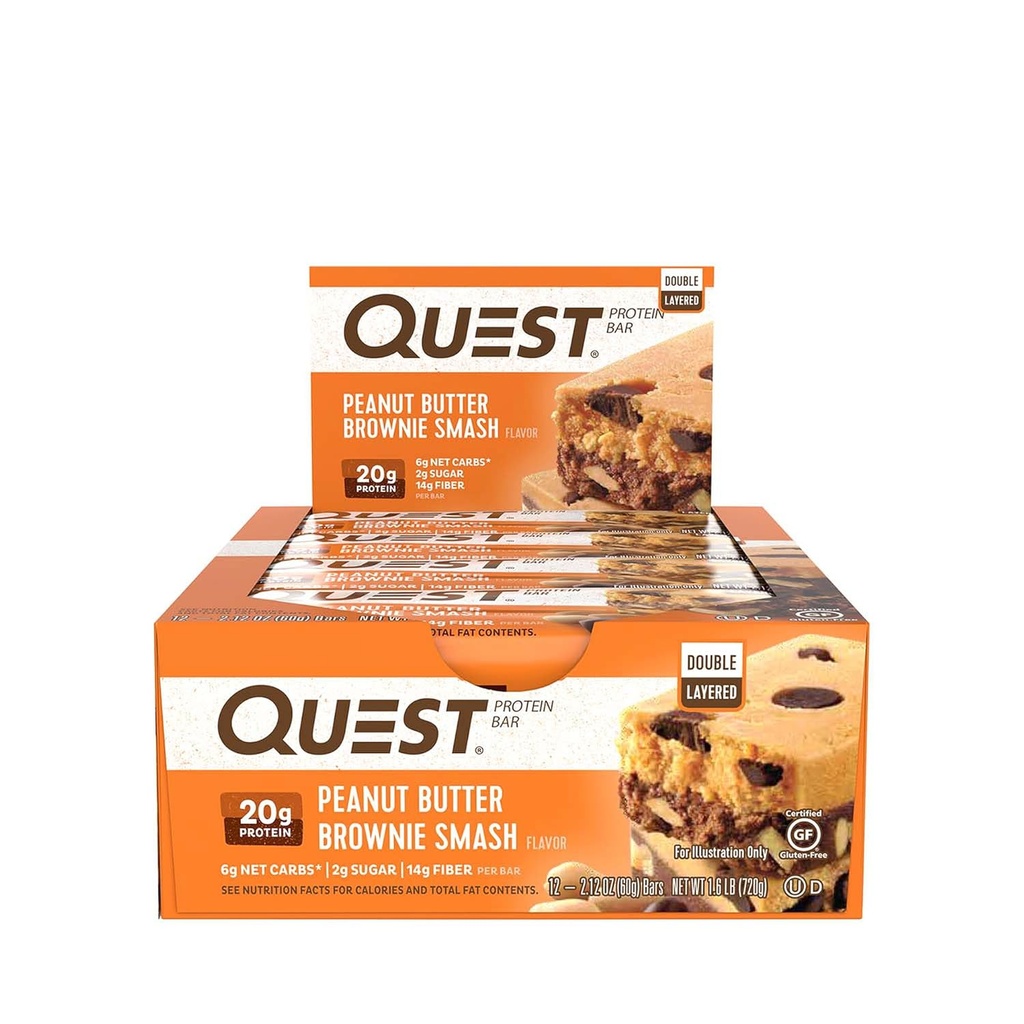 Quest Nutrition - High Protein, Low Carb, Gluten Free, Keto Friendly, Peanut Butter Brownie Smash, 12 Count