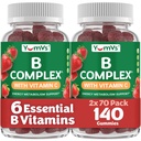 B Komplex Gummies med vitamin C - Stor smak 1 per dag energi och nervsystem stöd för vuxna - Vegan, Kosher, icke-GMO Vitamin B Komplex Gummies med B12, B6, & Folic Acid - 70 greve (2 Pack)
