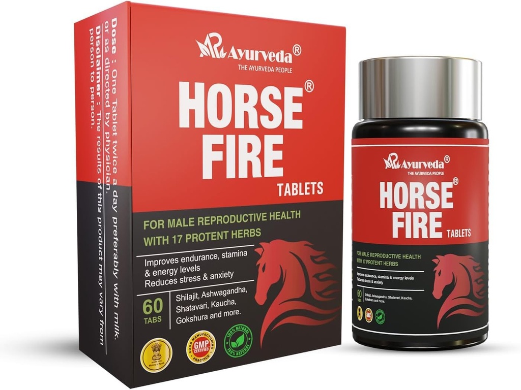 Hästbrand tabletter för män | Ayurvedisk medicin - för Stamina, muskeltillväxt, immunitet och övergripande välbefinnande | Hästbrand tablett (Pack av 60)