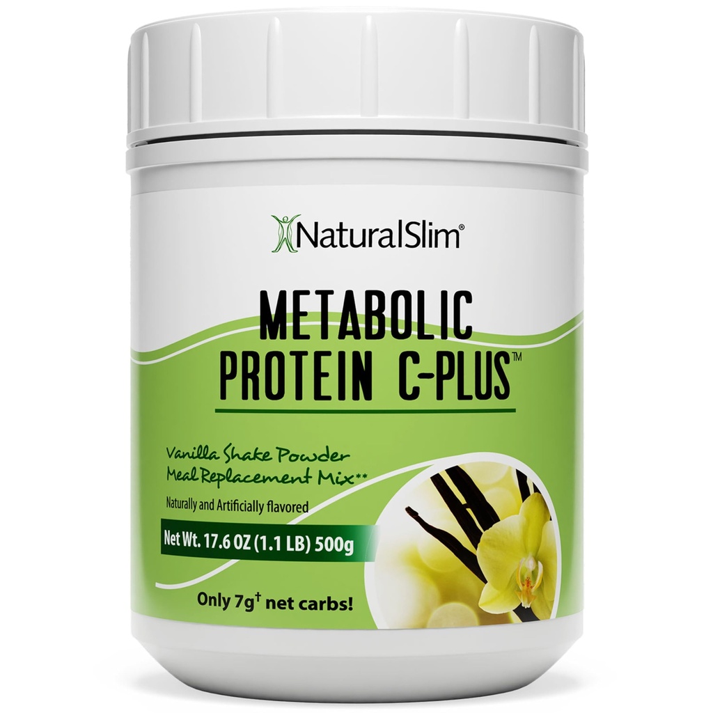 NaturalSlim Proteinpulver med vitaminer och mineraler Metabolic C-Plus - Meal Replacement Powder Fortified med vitamin C, Zink & Amino Acid - Chocolate Protein Powder 10 Servings 1.1 lb.