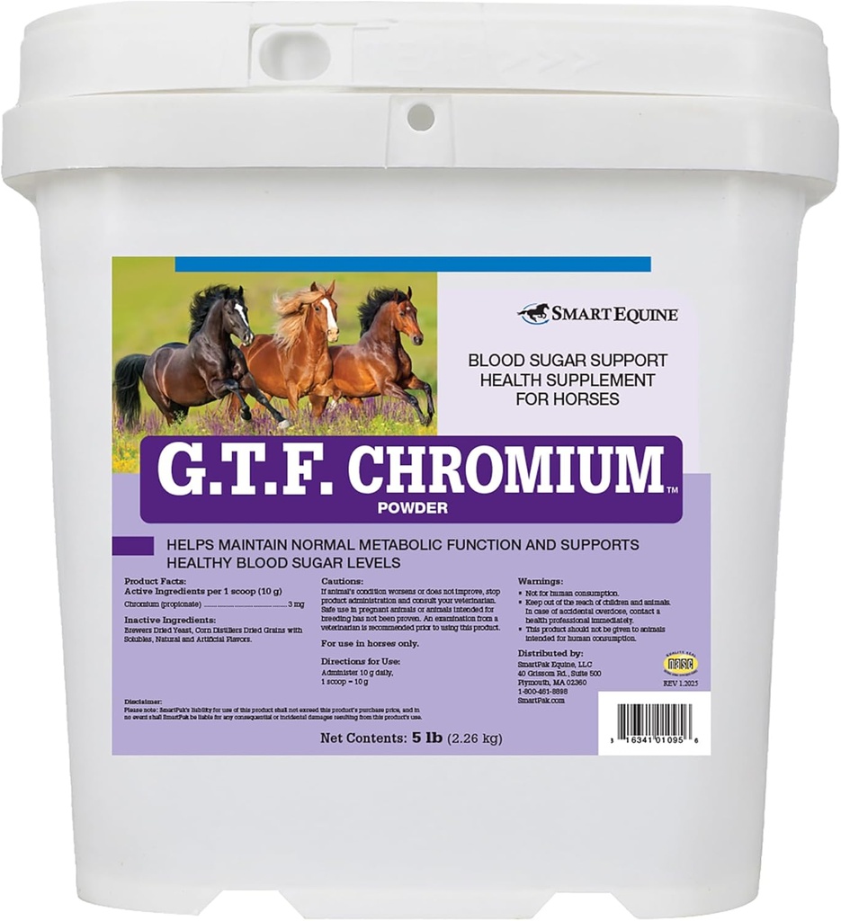 GTF Chromium® Powder | Hästmetaboliska tillskott, stöder metabolisk funktion | 5 lb Bucket
