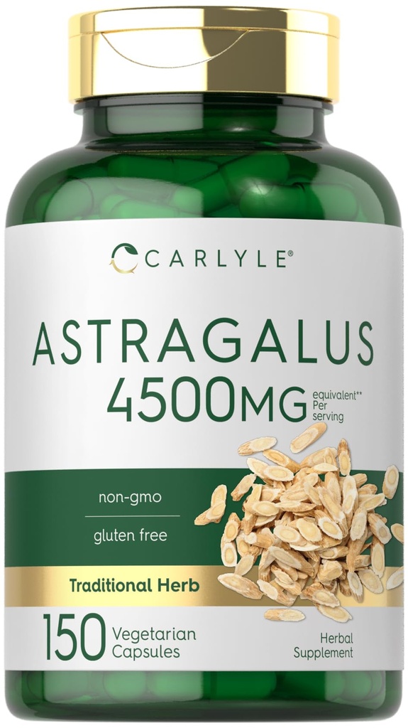 Carlyle Astragalus Root Capsules 4500mg | 150 greve | Vegetarisk, icke-GMO, Gluten fri tillägg