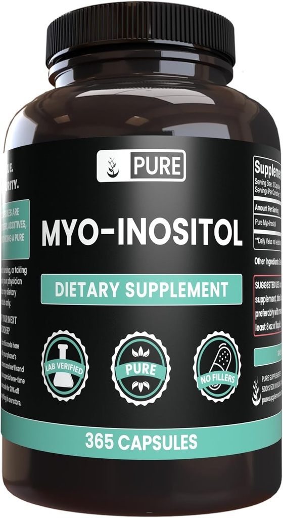 Rena originalingredienser Myo-Inositol (365 kapslar) Inga magnesium eller risfiller, alltid rena, Lab Verified