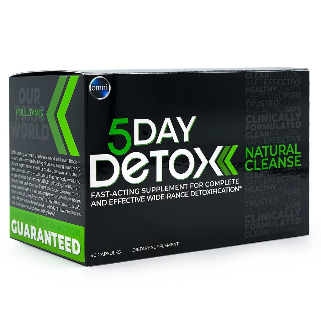 Wellgenix Omni 5 Day Detox Cleanse - Premium Natural Body Detox Supplement, 40 Capsules for Toxin Removal, Total Body Purge, Supports Healthy Liver, Kidneys, Urinary Tract, & Digestive System
