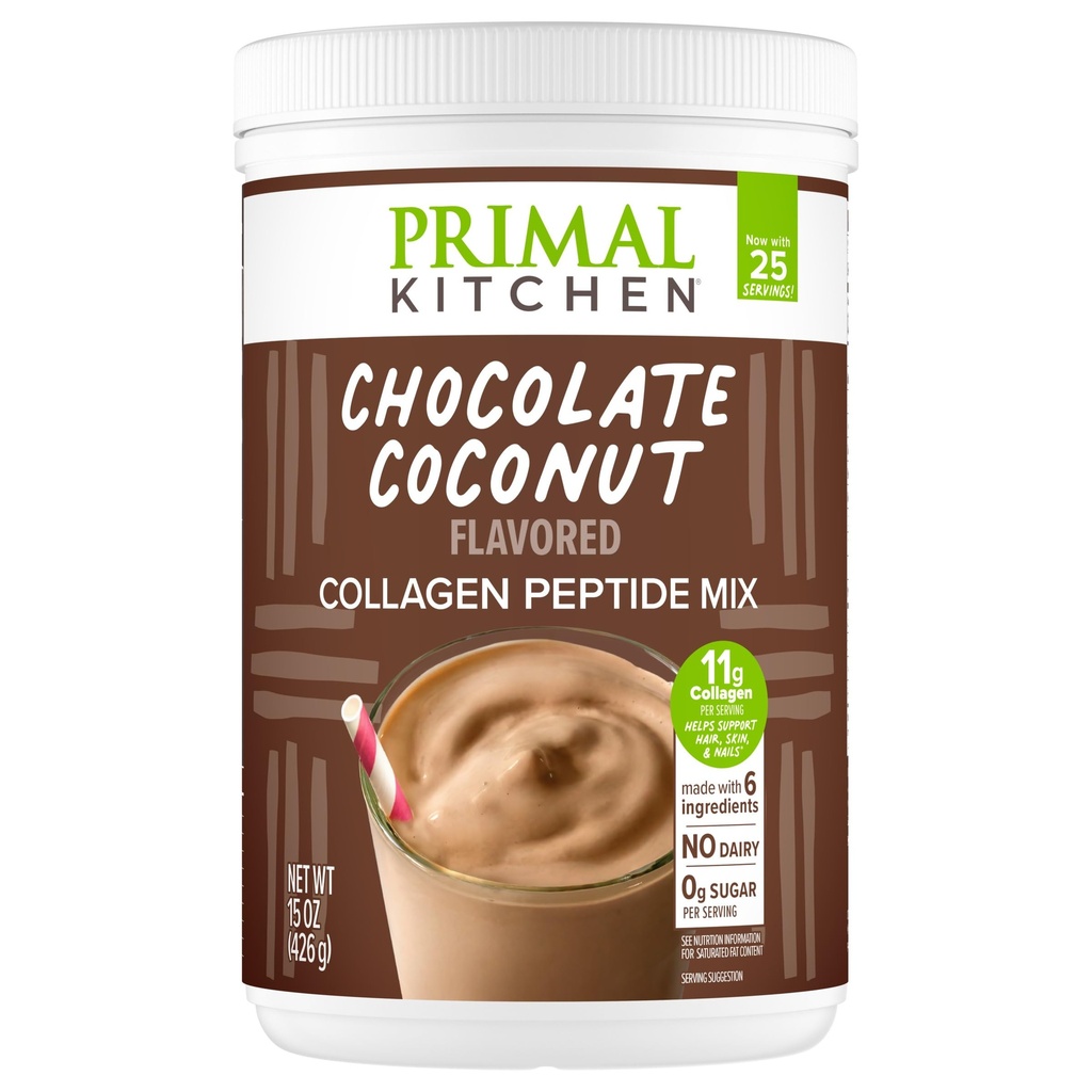 Primal Kitchen Chocolate Collagen Fuel® Drink Mix, Chocolate Coconut Collagen Peptides, No Dairy eller Artificial Sweeteners, 15 Ounces