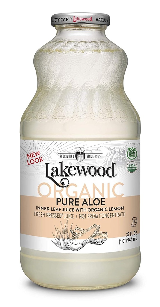 Lakewood Organic Pure Aloe Inner Leaf, Fresh Pressed, 32 Fl Oz, Pack med 6