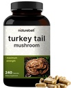 NatureBell Turkey Tail Mushroom Capsules 15,000mg Per Serving, 240 greve | 25:1 Fruktande kropp & Mycelium Extract - Immune & Brain Health Mushrooms Supplement.