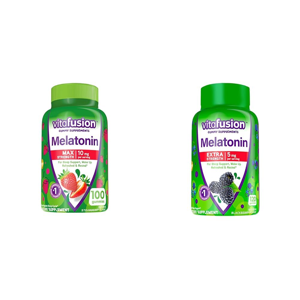 Vitafusion Max Styrka Melatonin Gummy Supplements & Extra Styrka Melatonin Gummy Vitaminer, 5mg, 120 ct Gummies