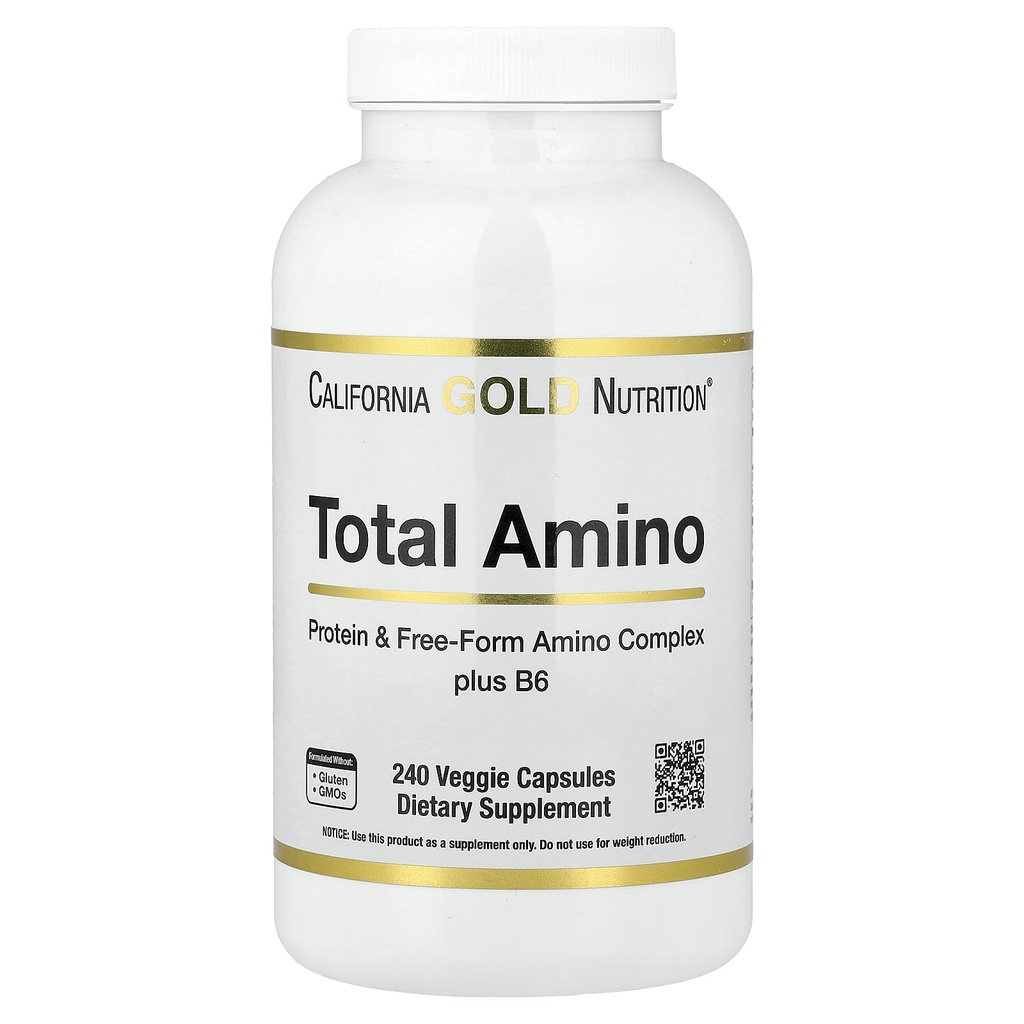 Kalifornien Gold Nutrition Total Amino med vitamin B-6 och 20 Amino Acid Blend, 240 Veggie Capsules