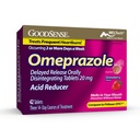 GoodSense Omeprazol försenad frisättning oralt sönder tabletter 20 mg, jordgubbssmak, lösa upp flikar, behandlar ofta hjärtbränna, syrareducer, hjärtburnmedicin, 42 tabletter