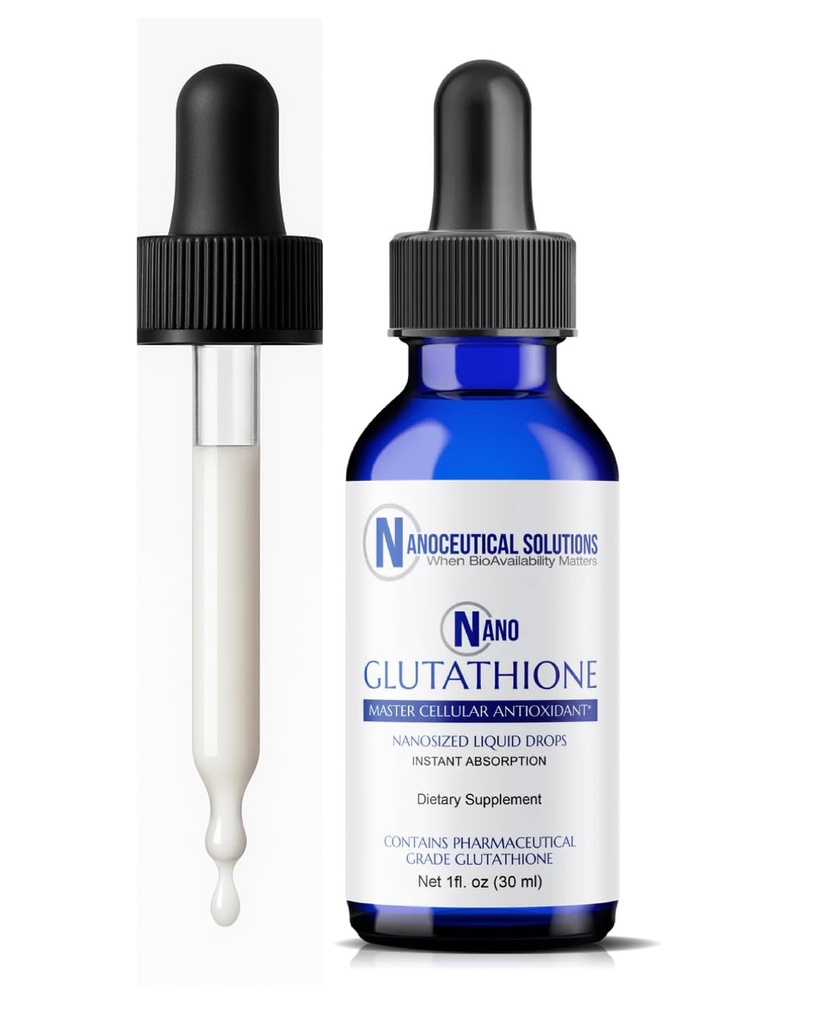 Nano Glutathione Drops av Nanoceutical Solutions, Pharmaceutical Grade Liquid Supplement, Ultra-Efficient Absorption, Upp till 8 gånger högre än Glutathione kapslar | 30 portioner