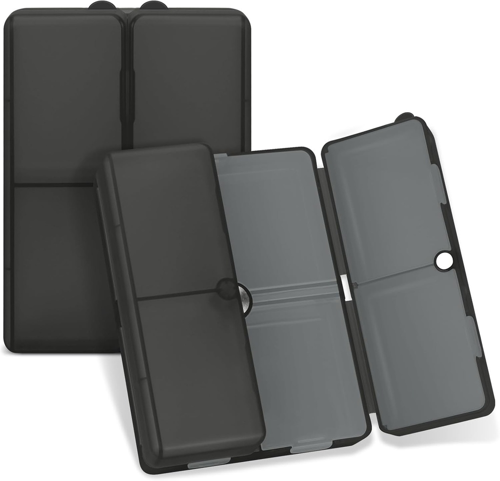 FYY Daily Pill Organizer, 7 Compartments Portable Pill Case Travel Pill Organizer, [Folding Design] Stor Pill Box för väska ficka för att hålla vitaminer,Cod Liver Oil, Tillskott och Medication-Clear Black