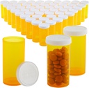 50-Pack Pill Bottles Empty med Caps - 13 Pill Dram Plastic Medicine Bottles - Plast Vials - Containers för receptbelagd medicinering, vitaminer och tillskott - Orange
