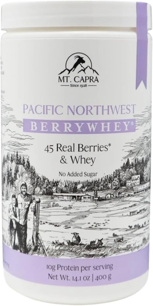 Mt Capra Pacific Northwest BerryWhey | Non-GMO Meal Replacement Shake High in Antioxidants with Locally Grown Blueberries, Aronia Berry och Goat Whey Protein | 10 Servings - 14.1 oz