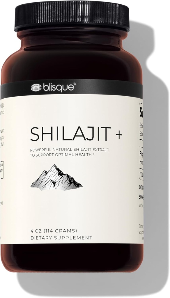 Blisque - Pure Himalayan Organic Shilajit Extract Powder | Autentisk och naturlig | Innehåller Fulvic Acid och Trace Minerals | 228 portioner | 7,5 månaders leverans