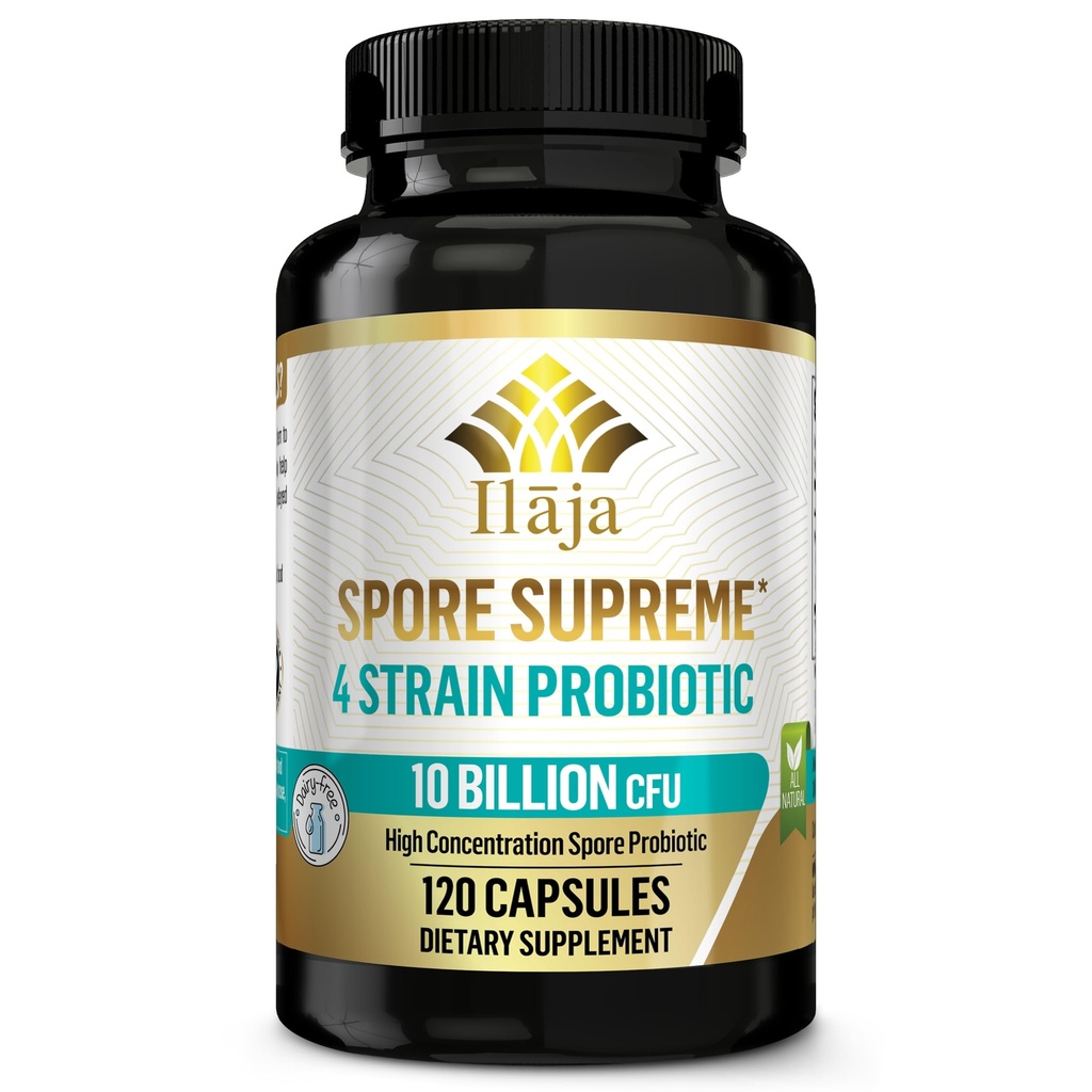 Spore Supreme Spore Based Probiotic 120 kapsel x 10 miljarder / 4 Strain Formel - 4 månaders leverans - Ingen kylning behövs, syrabeständiga stammar, Dairy Free