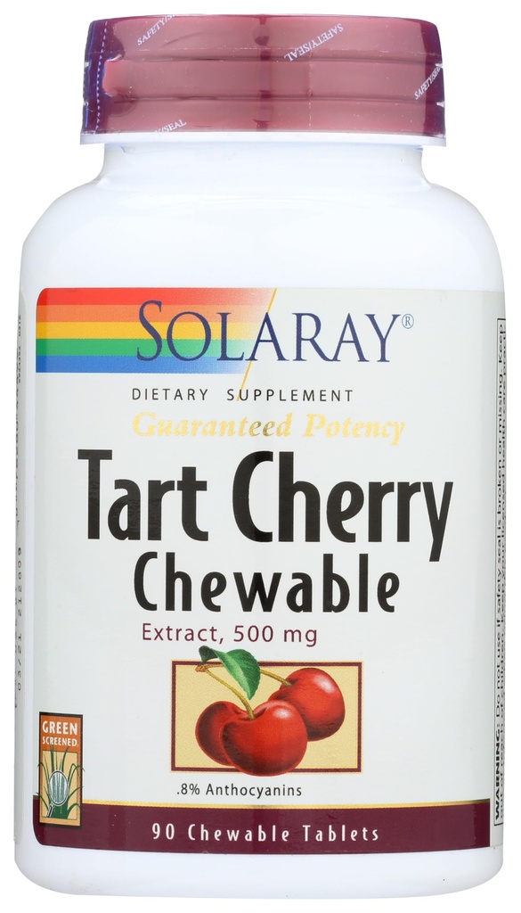 Solaray garanterad styrka Tart Cherry Fruit Extract, Chewable, Cherry (Btl-Plastic) 500mg | 90ct
