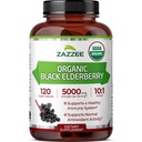 Zazzee USDA Organic Black Elderberry 10:1 Extract, 5000 mg Styrka, 120 Vegan kapslar, 2 månaders leverans, standardiserad, koncentrerad 10X extrakt, 100% vegetarisk, all-naturlig, icke-GMO, tillverkad i USA
