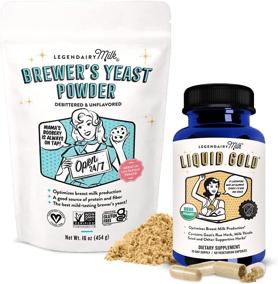 Legendairy Milk Liquid Gold + Brewer's Yeast, Breastfeeding Supplements for Milk Supply Increase - Laktationsstöd för bröstmjölkproduktion - Fenugreek-Free, Non-GMO,
