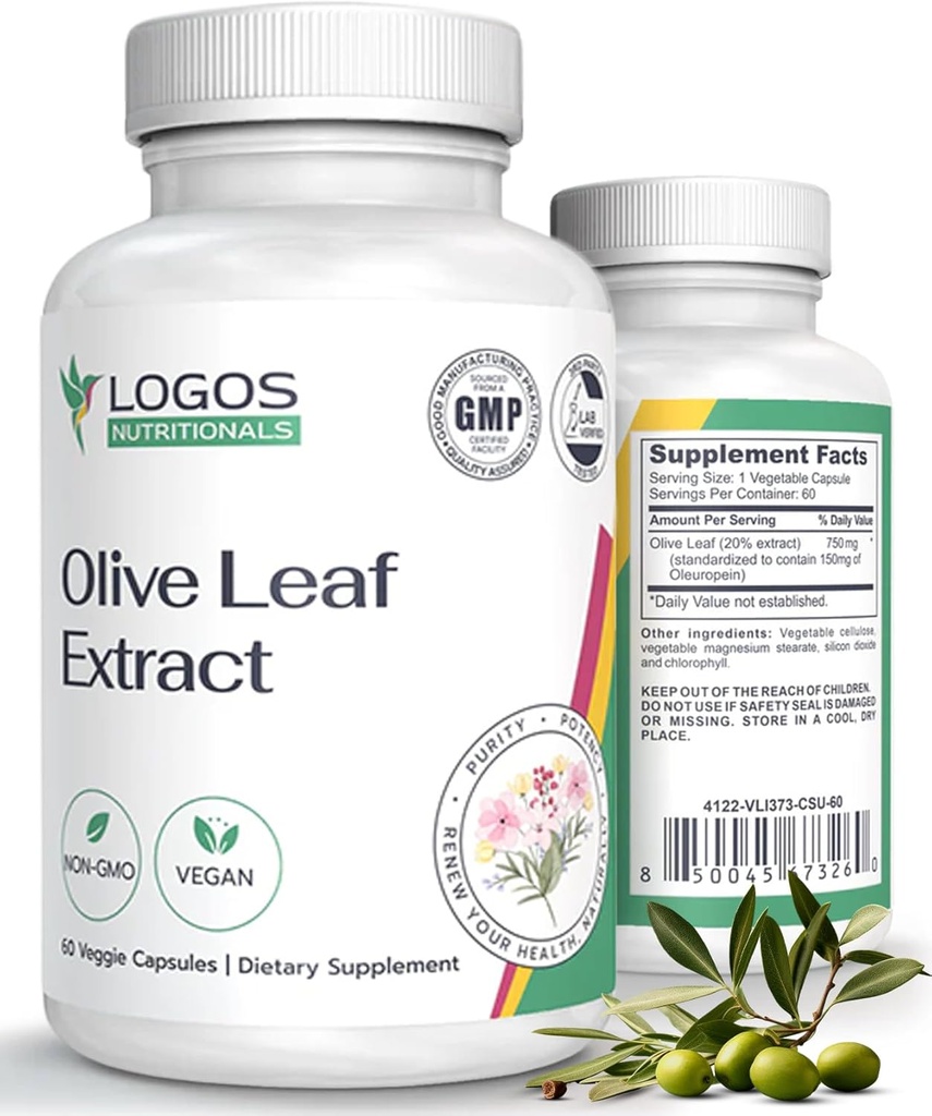 Olivblad extrakt kapslar - Immun Supplement för män och kvinnor, polyfenol och flavonoid för övergripande välbefinnande - Icke-GMO och Vegan Oil kapslar - 60 greve
