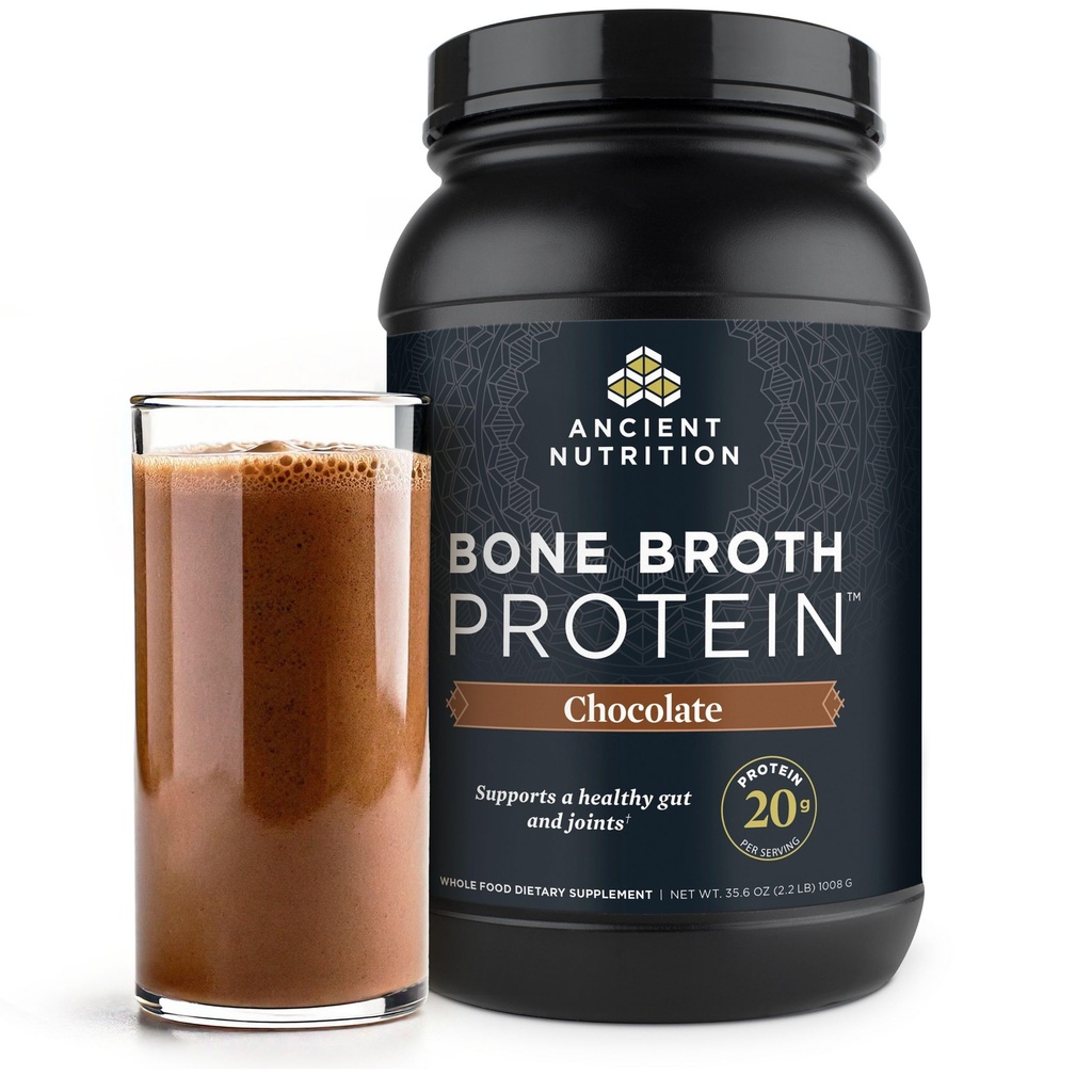 Ancient Nutrition Grass Fed, Cage Free, Bone Broth Protein Powder, 20g Protein, Hydrolyzed Collagen Peptides, Keto & Paleo Friendly, stöder gemensam, Gut Health, Chocolate, 40 portioner