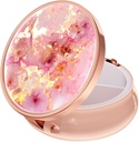 Rouidr Pill Box, 3 Compartment Medicine Pill Case, Small Metal Travel Medicine Box för Purse & Pocket, Rose Gold, Gold Pink Marble