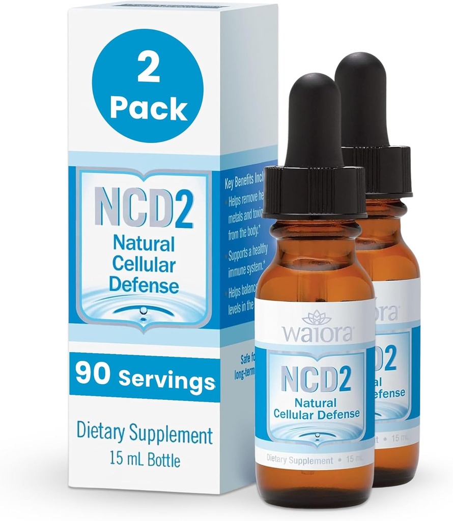Waiora NCD2 Aktiverade flytande Zeolite droppar, blanda i mat / dryck, naturlig kropp rengöring och främja immunstöd, all naturlig, pH Balance Zeolite flytande droppar - 2 flaskor (0,5 uns. ea.) 180 serv.