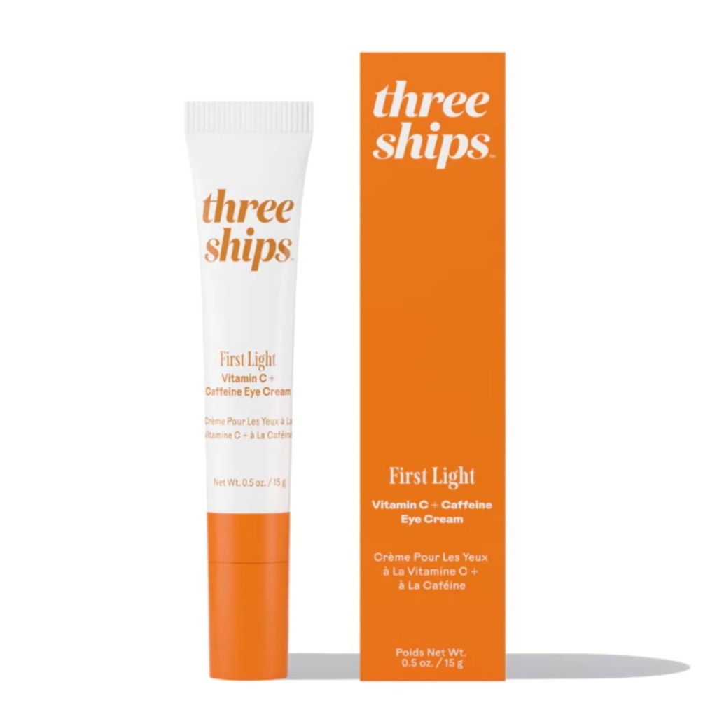 Tre fartyg - First Light Vitamin C + Koffein Eye Cream | De-Puff, Awaken, Hydrate Under-Eye Area | Cruelty-Free, Vegan, Paraben-Free, Sensitive Skin Safe (0,5 uns | 15 g)