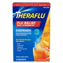 Theraflu Max Strength Daytime Flu Medicine för Flu Symptom Relief med Acetaminophen och Dextrometorphan HBr, Honey Lemon smaksatt - 6 Powder Packets