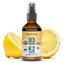 Organisk vitamin D3 5000 IE (Lichen) + K2 120 mcg (Fermented Chickpea), Immune, Bone & Heart Health med Calcium Absorption | Spåra mineraler, Lemon & Citrus, Sugar Free, Spray (1 FL OZ, 30 portioner)