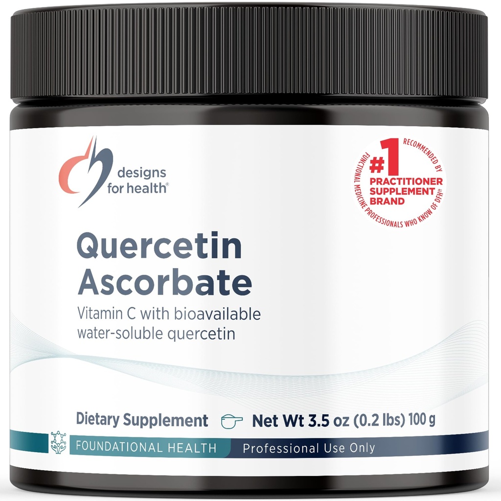 Designs for Health Quercetin-Ascorbate Powder - 240mg QuerceSOL™ Supplement - Vitamin C to Help Support Normal Histamine Response - Easy Drink Add-in, Vegan (77 Servings / 100g)
