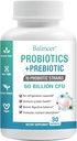 Probiotika och organisk prebiotika för kvinnor och män, 60 miljarder CFUs 10 Strains, Support Digestive & Gut Health, Gas & Bloating, 30 kapslar