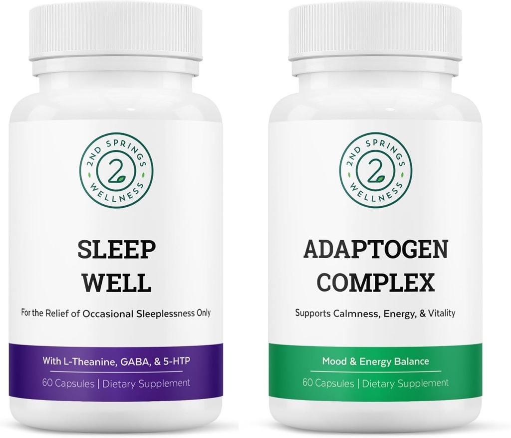 Sleep Well & Adaptogen Komplex Bundle - Calming Mind och Stress Relief för ett väl upprätt och balanserat liv