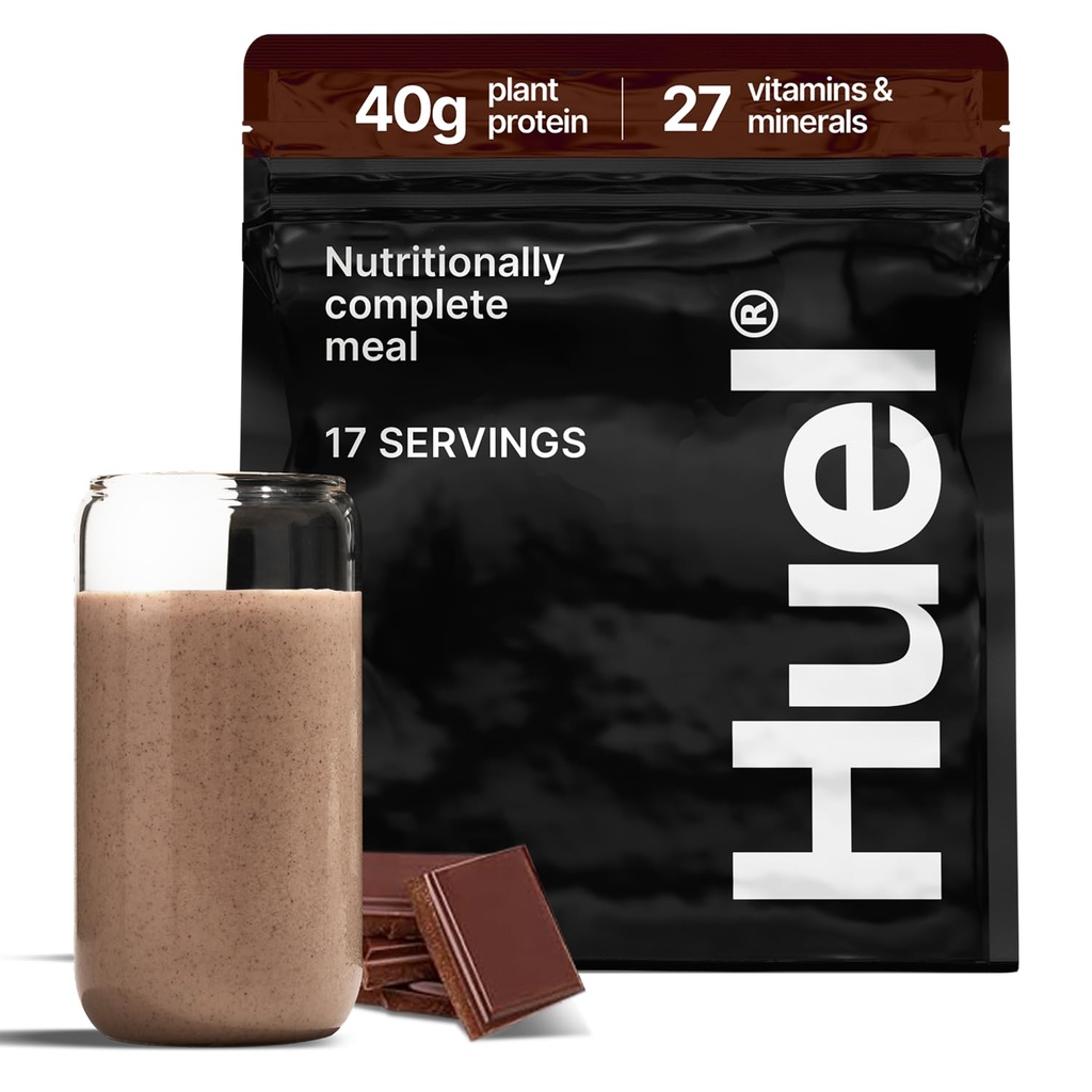 Huel Black Edition | Chocolate 40g Vegan Protein Powder | Näringsmässigt komplett måltid | 27 Vitaminer och mineraler, Gluten Free | 17 portioner