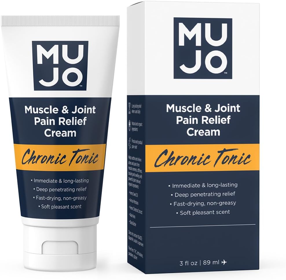 MUJO Chronic Tonic Muscle & Joint Pain Relief Cream - Fast-Acting, Long-Lasting Organic Ingredients - Djup Penetrating för artrit / Sprains - 3 fl oz